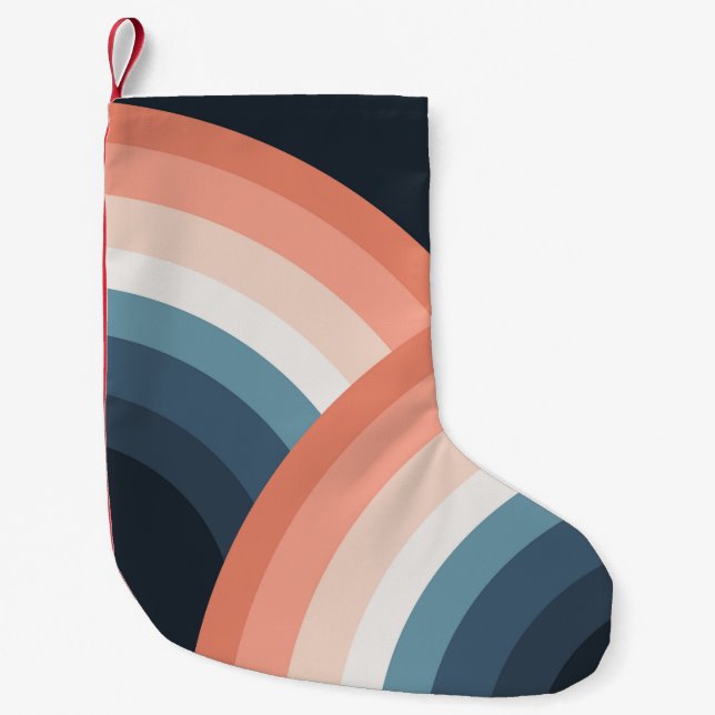 Colourful double retro style rainbow small christmas stocking (Front)