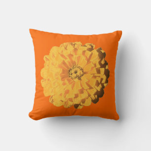 Colourful Double Sided Orange with Yellow Flower Cushion