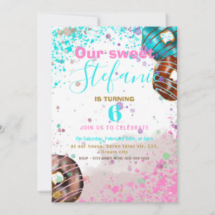 Colourful doughnut baby party invitation