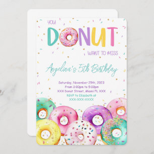 Colourful Doughnut Birthday Party Invitation