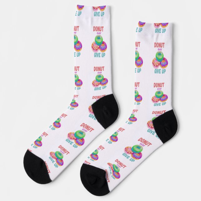 Colourful Doughnut ever Give Up Motivational Quote Socks (Left)