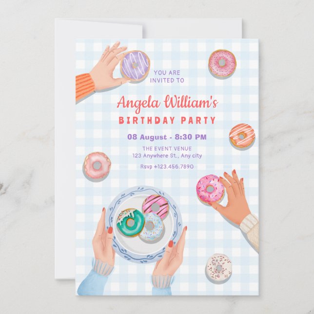 Colourful Doughnut Party Invitation (Front)