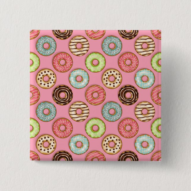 Colourful Doughnut Pattern Cute Sweet Treats 15 Cm Square Badge (Front)