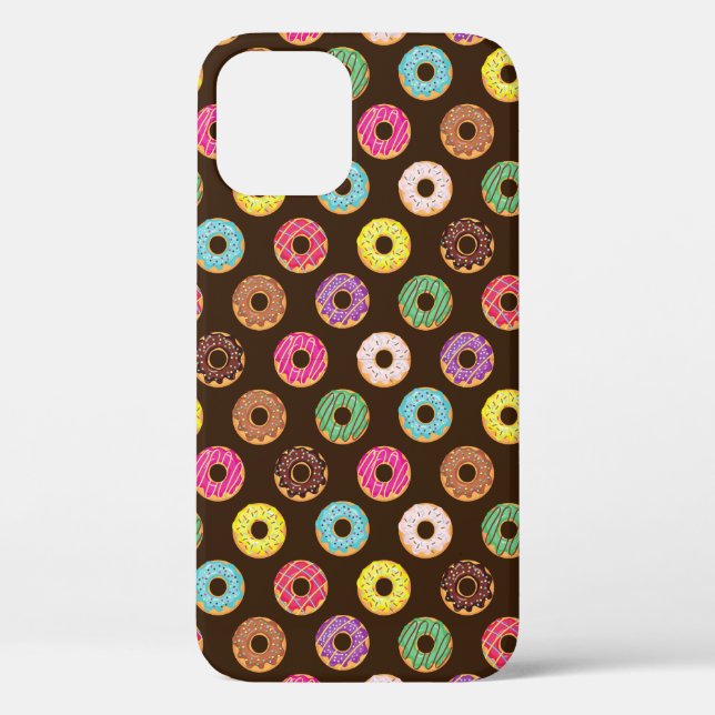 Colourful Doughnut Pattern In Chocolate Case-Mate iPhone Case (Back)