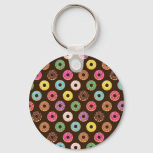 Colourful Doughnut Pattern In Chocolate Key Ring