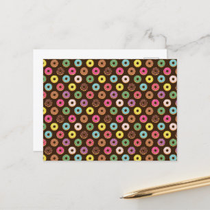 Colourful Doughnut Pattern In Chocolate Postcard