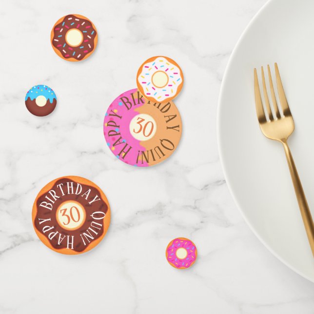 Colourful Doughnut Personalised Party Confetti (Group)