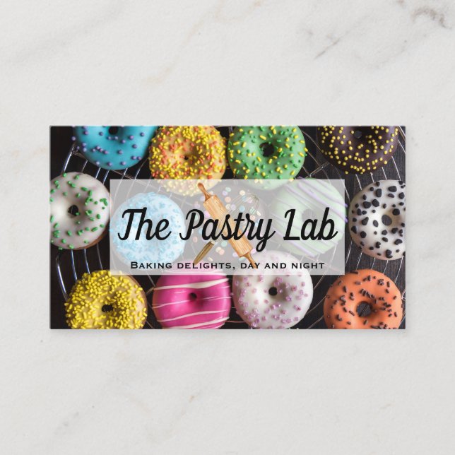 Colourful Doughnuts Background | Pastry Business Card (Front)