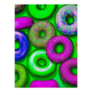 Colourful Doughnuts Green Poster
