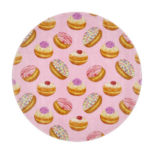 Colourful Doughnuts: Hand Drawn Watercolor Cutting Board
