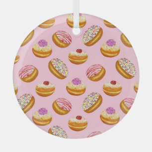 Colourful Doughnuts: Hand Drawn Watercolor Glass Tree Decoration