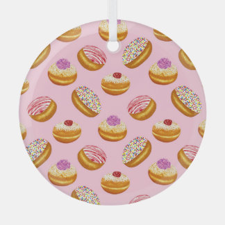 Colourful Doughnuts: Hand Drawn Watercolor Glass Tree Decoration