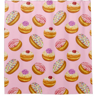 Colourful Doughnuts: Hand Drawn Watercolor Shower Curtain