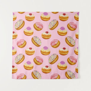 Colourful Doughnuts: Hand Drawn Watercolor Tapestry