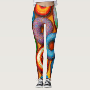 Colourful Doughnuts Orange Leggings