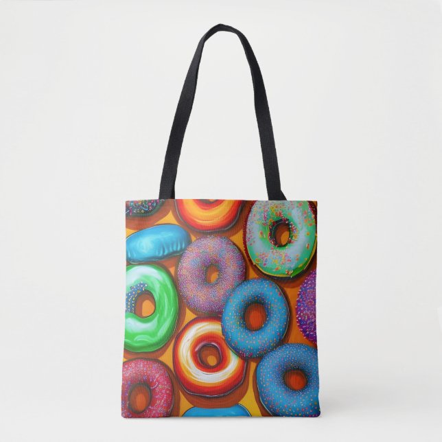 Colourful Doughnuts Orange Tote Bag (Front)