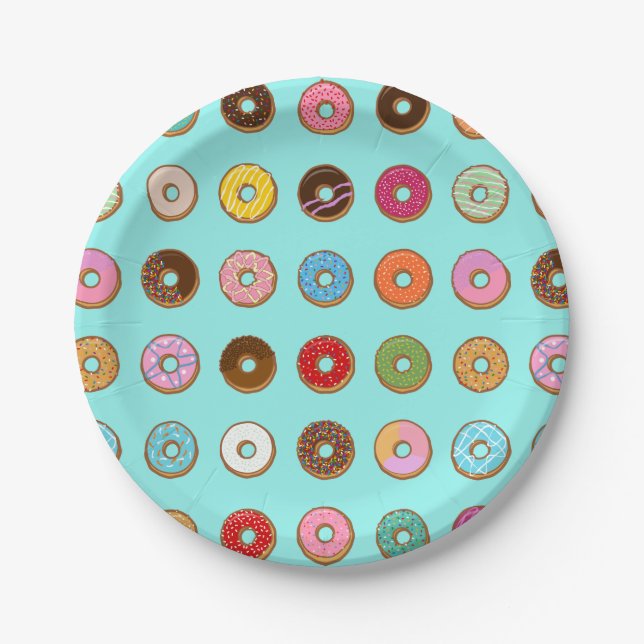 Colourful Doughnuts Paper Plate (Front)