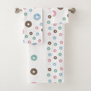 Colourful doughnuts pattern towel set