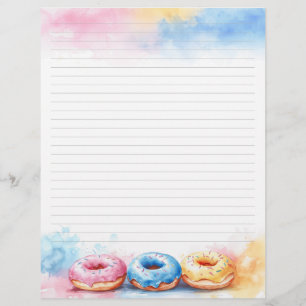 Colourful Doughnuts Stationery Lined Writing Paper