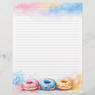 Colourful Doughnuts Stationery Lined Writing Paper