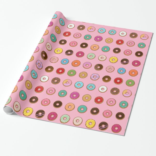 Colourful Doughnuts Wrapping Paper (Unrolled)