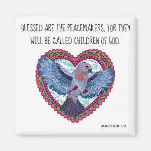 Colourful Dove w Verse about peace (Matthew 5:9) Magnet
