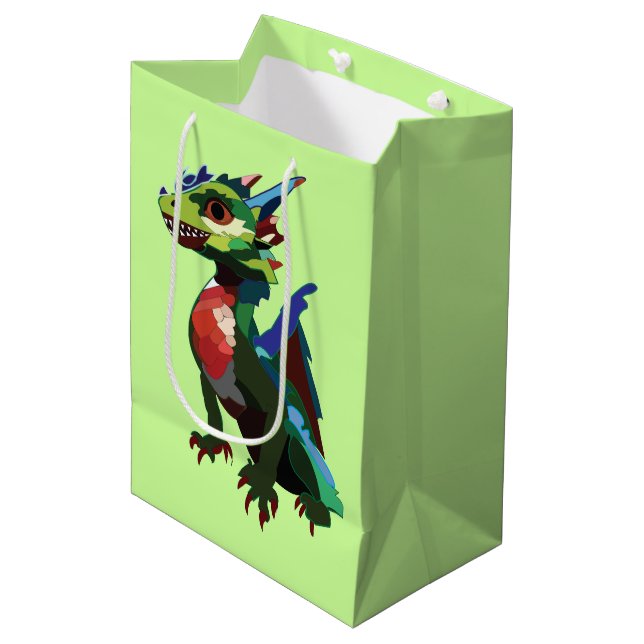 Colourful Dragon Art Medium Gift Bag (Front Angled)