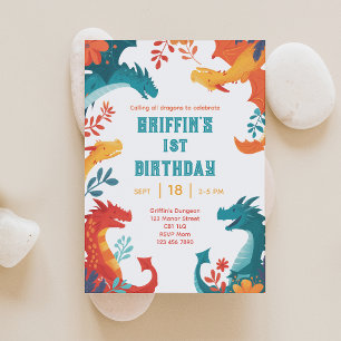 Colourful Dragon Birthday Invitation