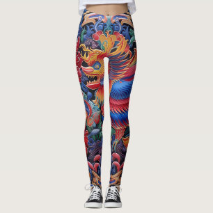 Colourful Dragon Ethnic Pattern Leggings