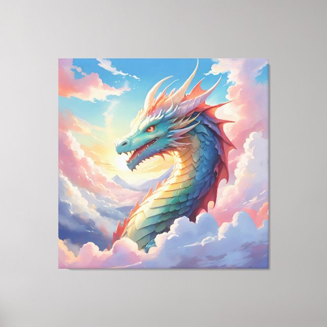 Colourful dragon in the sky canvas print (Front)