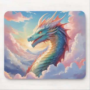 Colourful dragon in the sky mouse mat