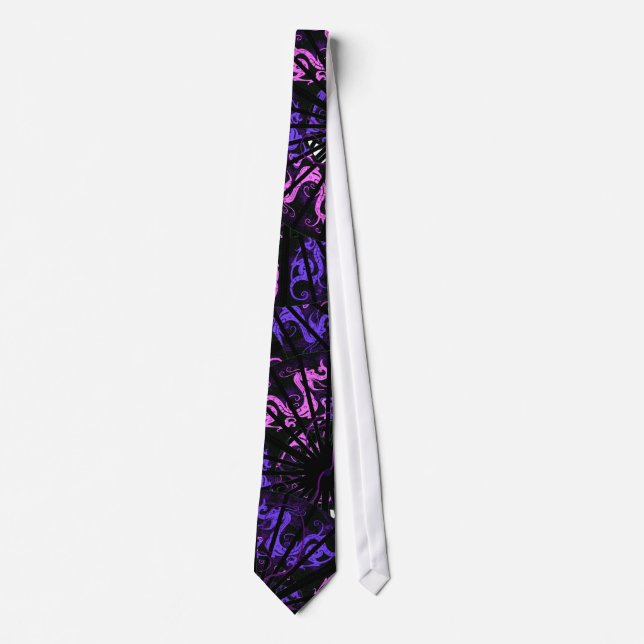Colourful dragon pattern fantasy art tie (Front)