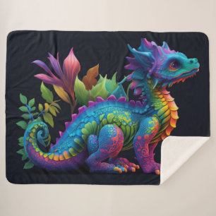 Colourful Dragon  Sherpa Blanket