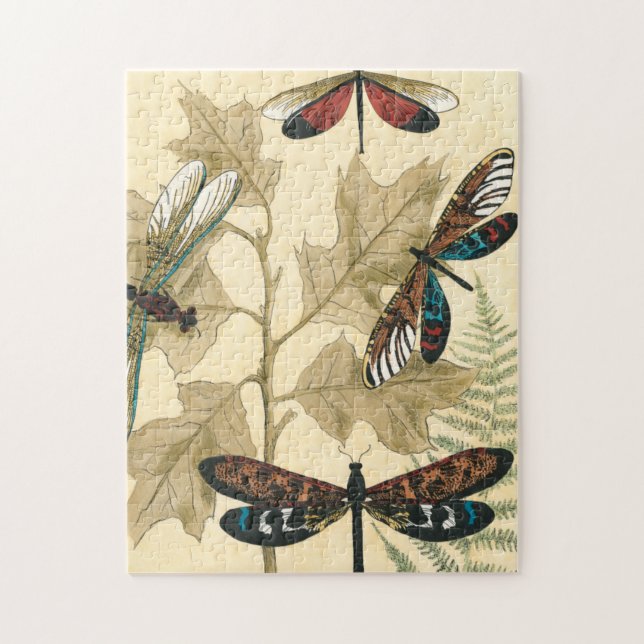 Colourful Dragonflies Floating Above Leaves Jigsaw Puzzle (Vertical)