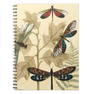 Colourful Dragonflies Floating Above Leaves Notebook
