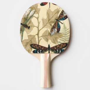 Colourful Dragonflies Floating Above Leaves Ping Pong Paddle