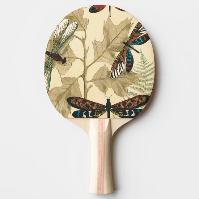 Colourful Dragonflies Floating Above Leaves Ping Pong Paddle (Front)