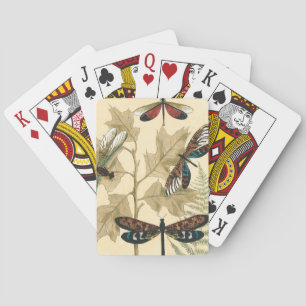 Colourful Dragonflies Floating Above Leaves Playing Cards
