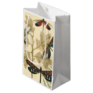 Colourful Dragonflies Floating Above Leaves Small Gift Bag