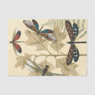 Colourful Dragonflies Floating Above Leaves Tissue Paper