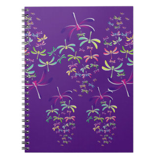 Colourful Dragonflies on Purple  Notebook