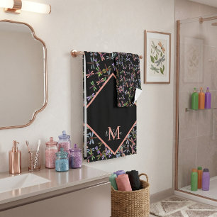 Colourful dragonflies personalised bath towel set