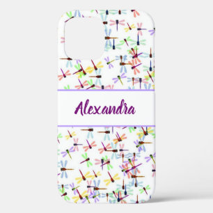colourful dragonflies personalised iPhone 12 case
