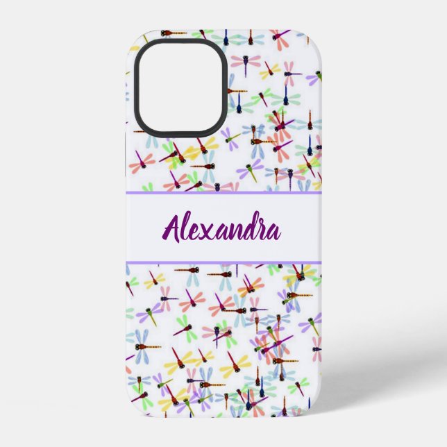 colourful dragonflies personalised iPhone case (Back)