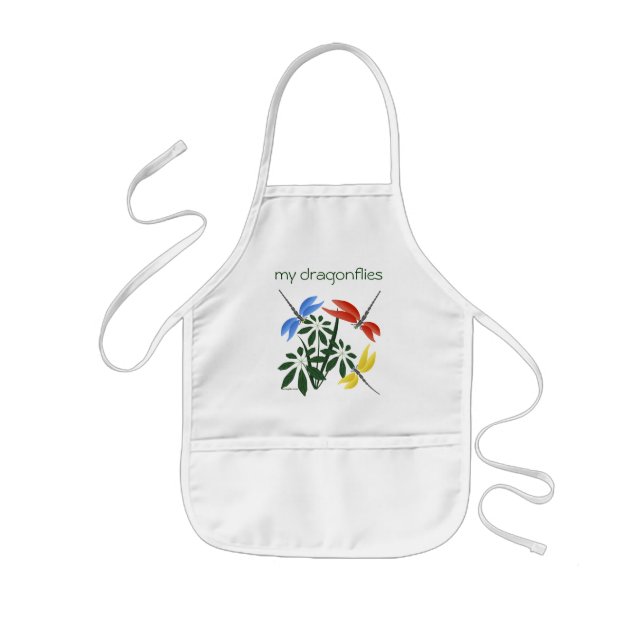 Colourful dragonflies, personalised kids apron (Front)