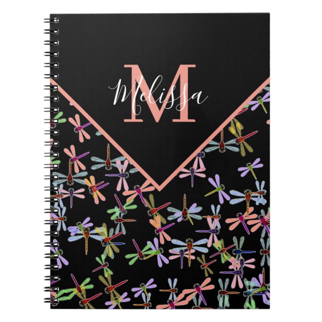 Colourful dragonflies personalised   notebook (Front)