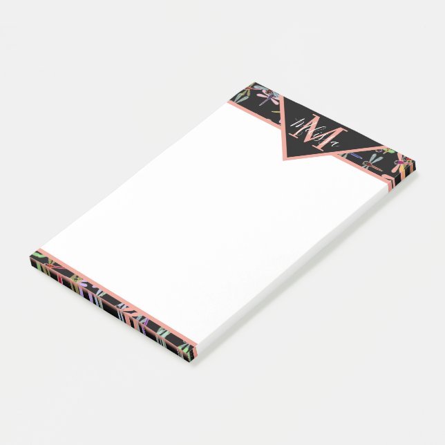 Colourful dragonflies personalised   post-it notes (Angled)