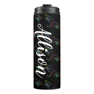 Colourful dragonflies personalised thermal tumbler