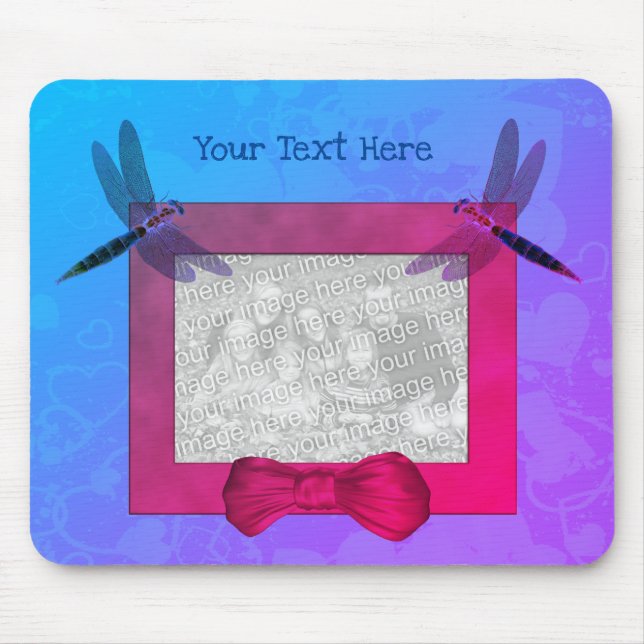 Colourful Dragonflies Photo Frame Mouse Mat (Front)