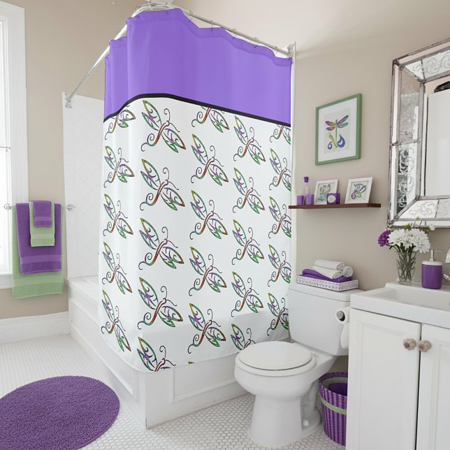 Colourful dragonflies shower curtain (Creator Uploaded)